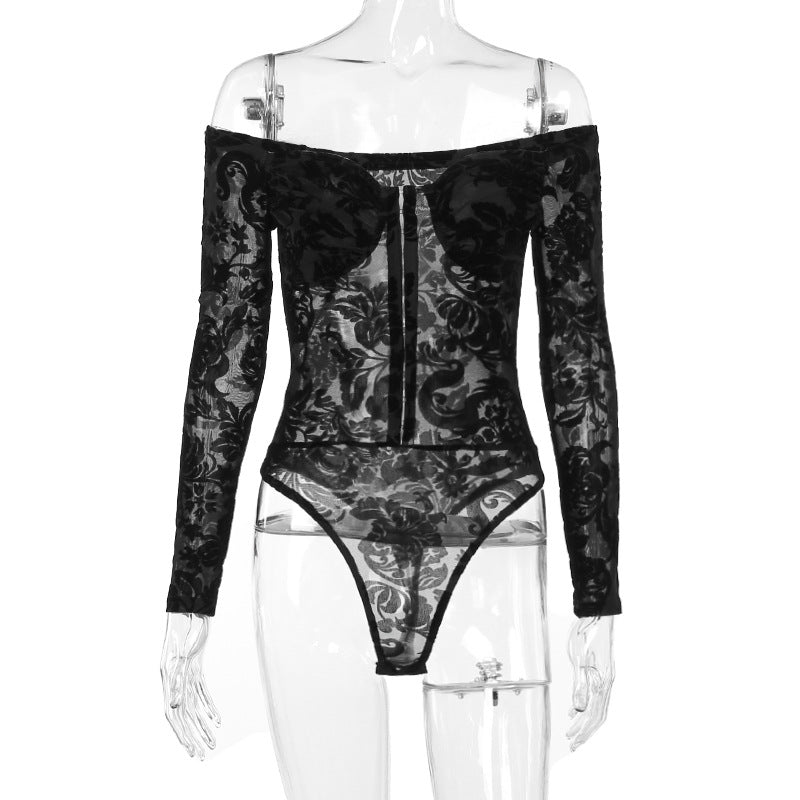 Damen Luxuriöses Spitzenbodysuit mit Off-Shoulder-Design Drune