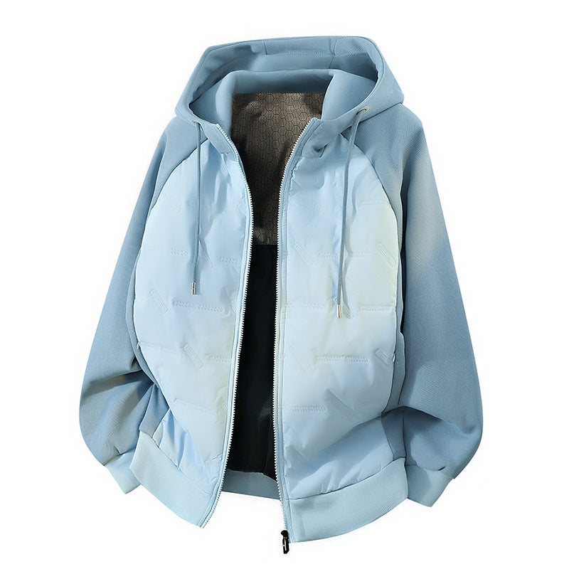 Herren leichter Kapuzenblouson mit gesteppter Innenfütterung, Kordelzugkapuze und elastischem Bund Drune