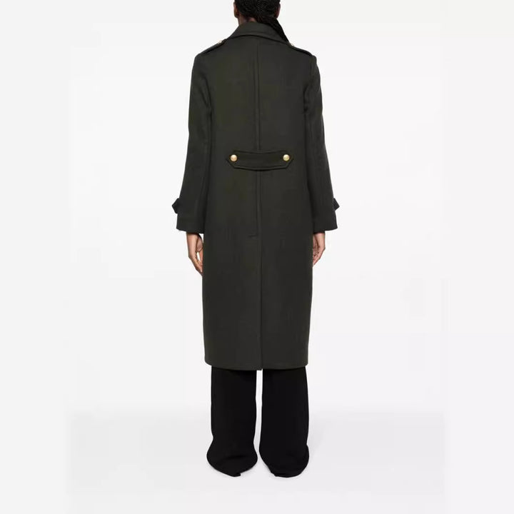 Damen Doppelreihiger Oversize-Wollmix-Mantel mit markantem Revers und verstellbaren Manschetten Drune