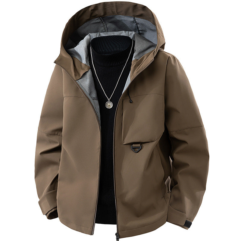 Herren technische Kapuzen-Softshelljacke mit verstellbarer Kapuze und Utility-Taschen Drune