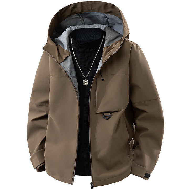 Herren technische Kapuzen-Softshelljacke mit verstellbarer Kapuze und Utility-Taschen Drune