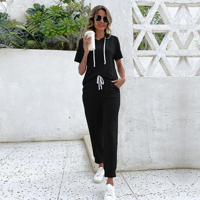 Damen Jumpsuit mit bequemem Kordelzug und lässigem Kurzarmdesign Drune