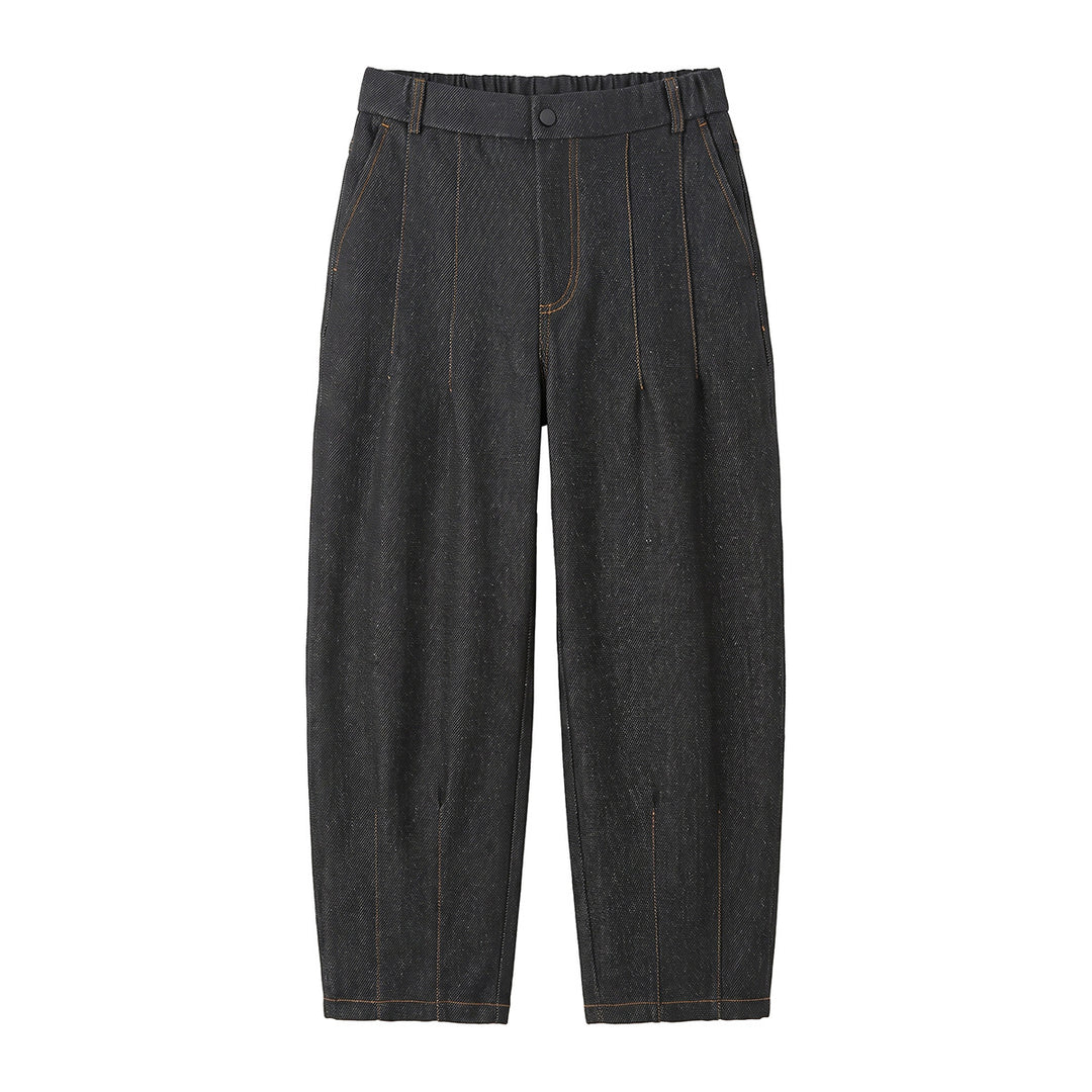 Damen Hochtaillierte Relaxed-Jeanshose mit Bundfalten, Teilungsnähten und elastischem Rückbund Drune