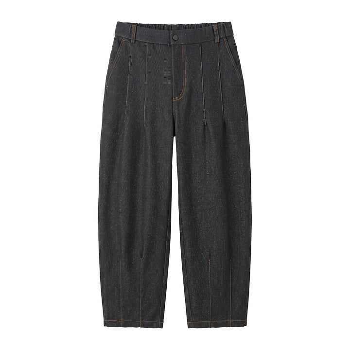 Damen Hochtaillierte Relaxed-Jeanshose mit Bundfalten, Teilungsnähten und elastischem Rückbund Drune