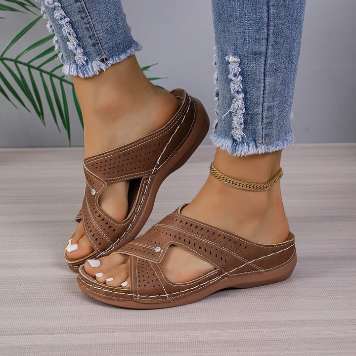 Damen Komfortsandalen mit atmungsaktivem Obermaterial und modischen Riemen Drune