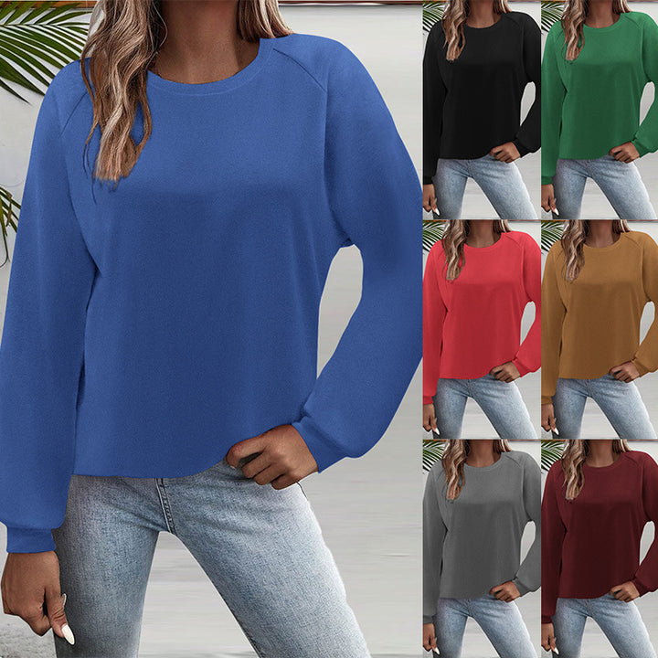 Damen Freizeit Rundhalsausschnitt Sweatshirt mit Raglanärmeln und elastischen Bündchen Drune