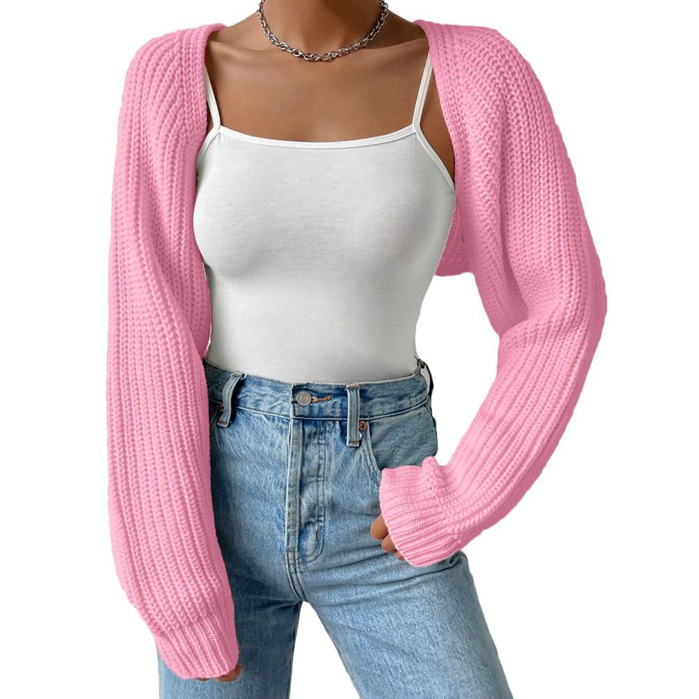 Damen Strickjacke mit strukturierter Textur und weiten Ärmeln Drune