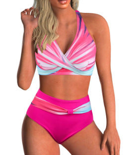 Damen Hochgeschnittenes Bikini-Set mit elegantem Wickel-Top und Comfort-Bund Drune