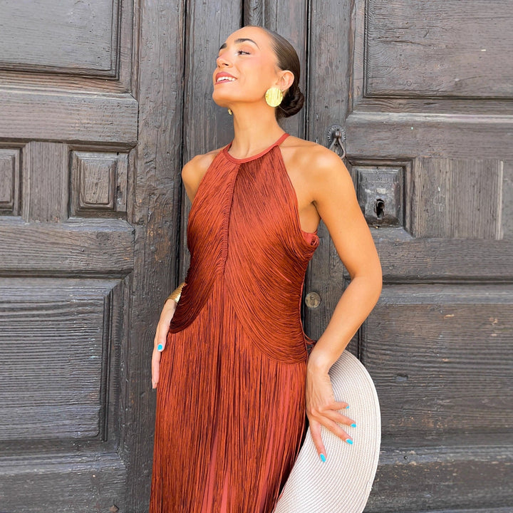 Damen Fransen Maxikleid mit elegantem Schnitt und fließendem Design Drune
