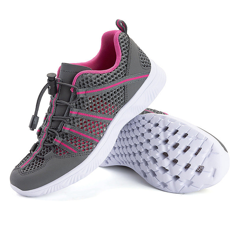 Damen nan atmungsaktiver Netzstoff-Sneaker mit Kordelzugverschluss, ultraleichter EVA-Flexsohle und gepolstertem Fersenkragen Drune