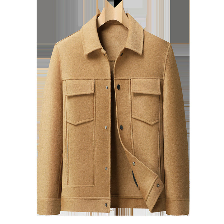 Herren Wollfilz-Truckerjacke mit Pattentaschen und Druckknopfverschluss Drune