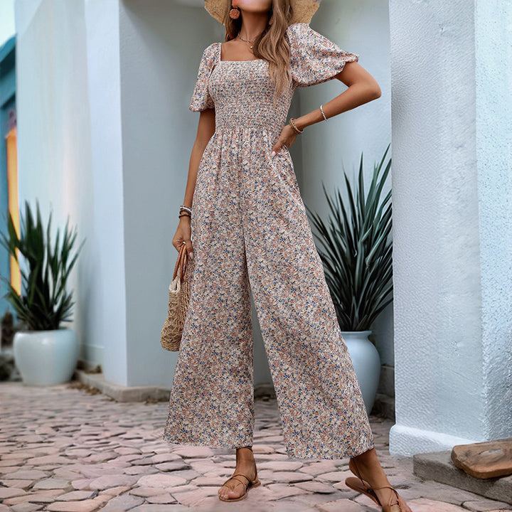 Damen Blumiger Overall mit weitem Bein Drune