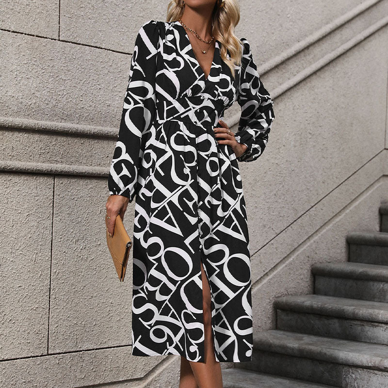 Damen Modisches Wickelkleid mit Rüschen und asymmetrischem Saum Drune