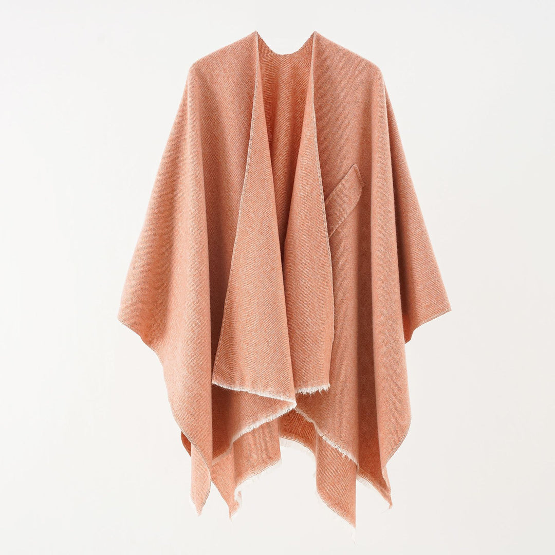 Damen Luxuriöser Oversize Poncho aus hochwertigem Mischgewebe Drune