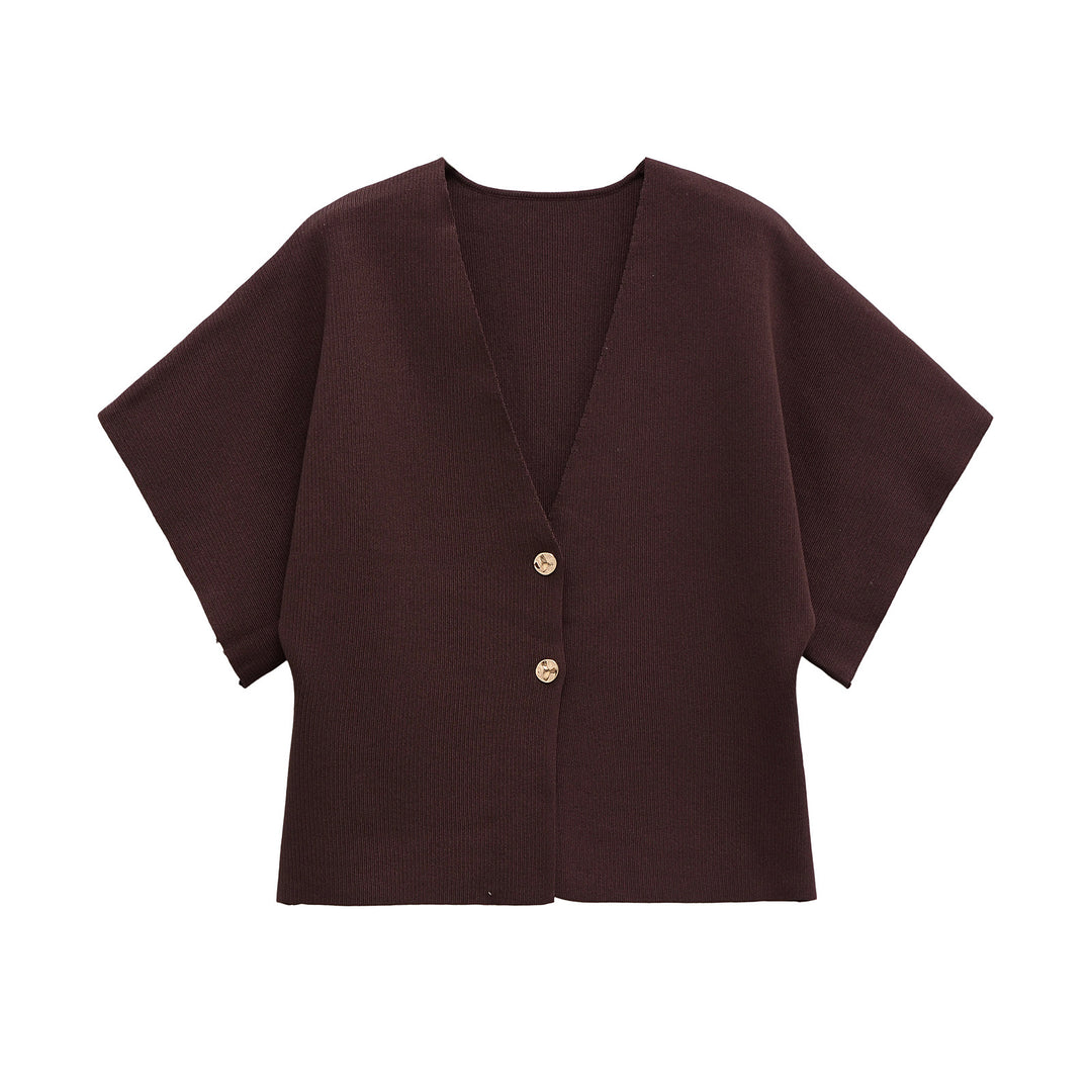 Damen leichte Strickjacke mit elegantem V-Ausschnitt und luxuriösen Knopfdetails Drune