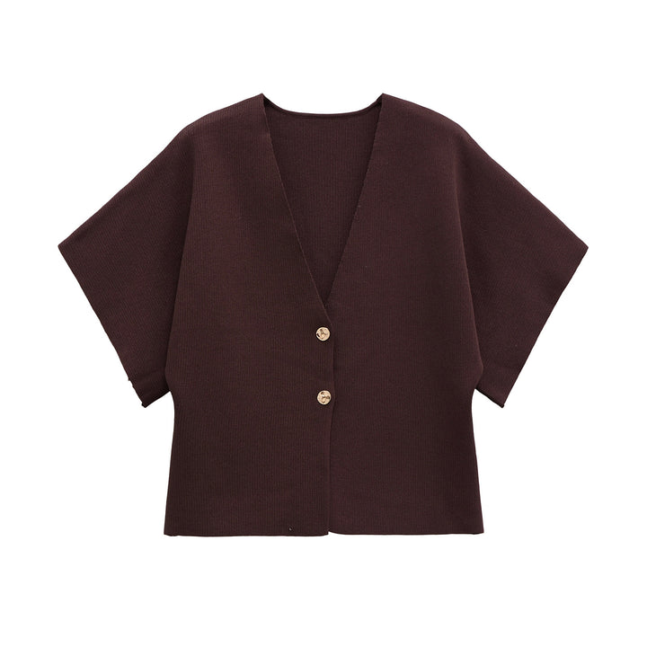Damen leichte Strickjacke mit elegantem V-Ausschnitt und luxuriösen Knopfdetails Drune