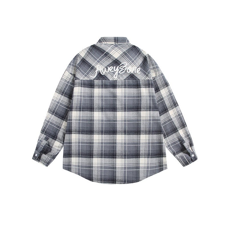 Damen Oversize Karo-Hemdjacke mit Kimono‑Schnitt, Tunnelzugbändern und aufgesetzten Taschen Drune