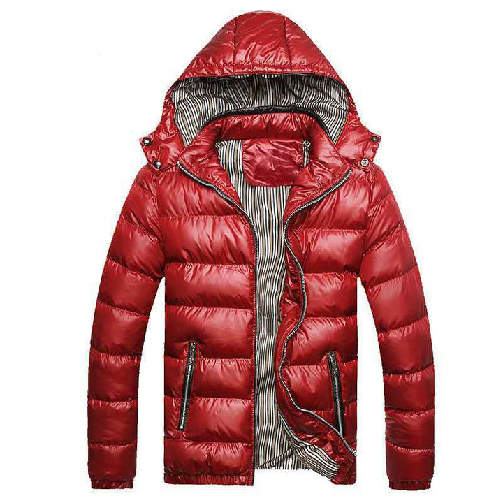 Herren Leichtgewichtige Steppjacke mit Kapuze, Thermoisolierung und gestreiftem Futter Drune