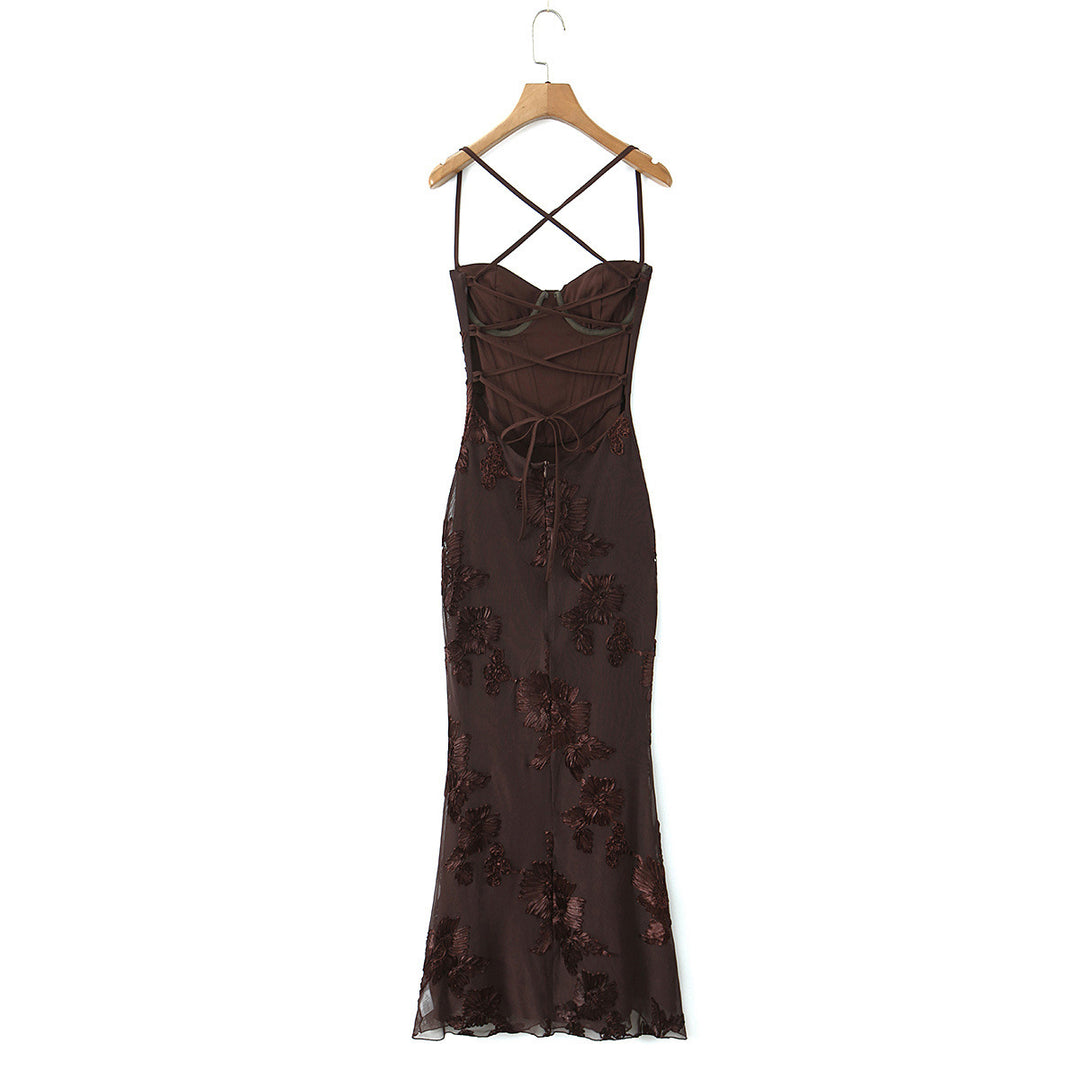 Damen Bodycon Kleid mit floralem Spitzenbesatz Drune