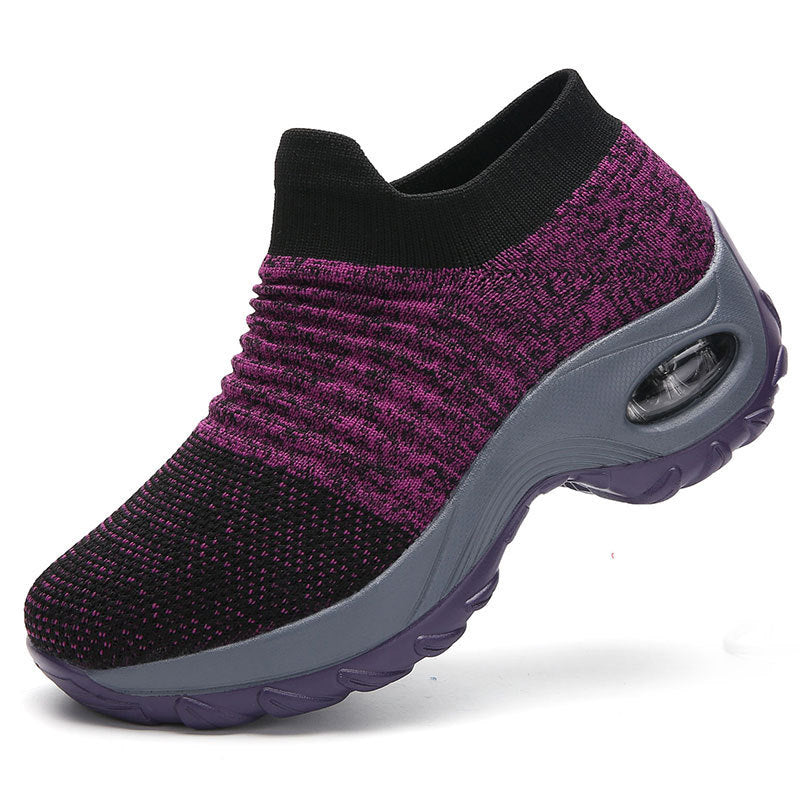Damen gestrickter Sock-Sneaker mit sichtbarer Luftkammer und gedämpfter Plateausohle Drune