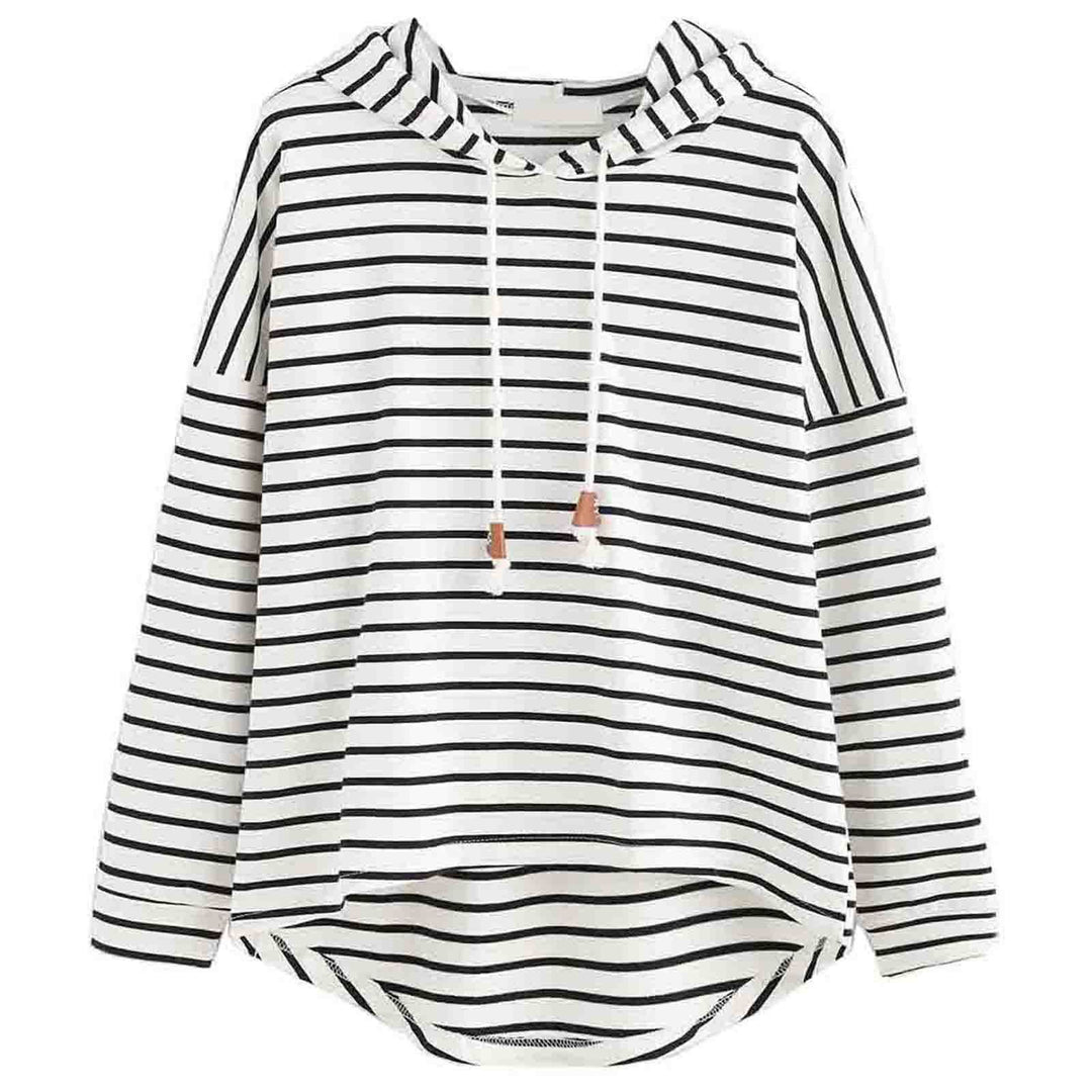 Damen gestreifter Hoodie mit lässigem Schnitt und Kordelzug Drune