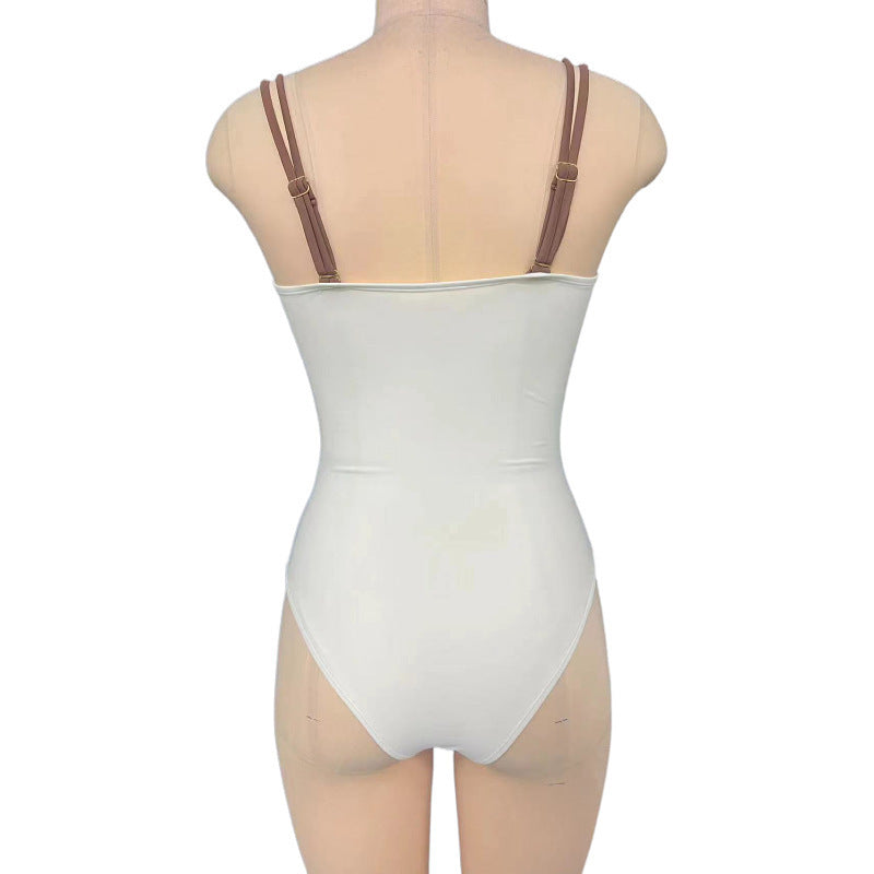 Damen Hochtaillierter Bikini mit raffiniertem Wickeldesign und goldenen Akzenten Drune
