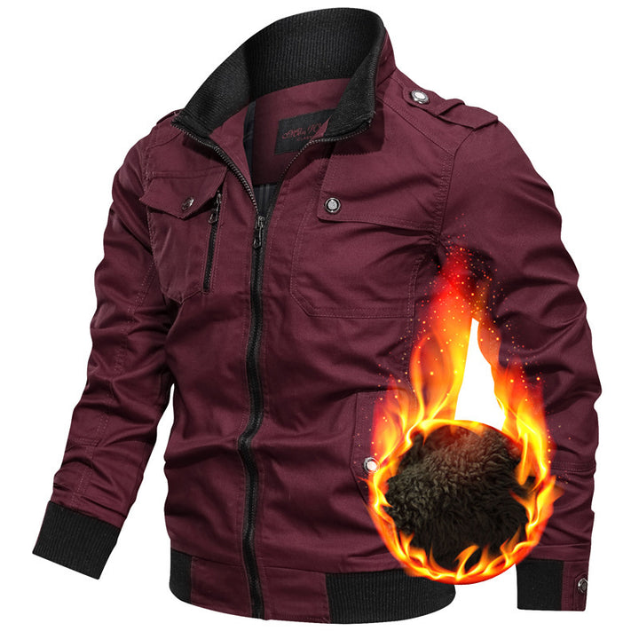Herren nan multifunktionale Piloten-Bomberjacke mit herausnehmbarer Teddy-Innenweste, Schulterpatten und verdecktem Reißverschluss Drune