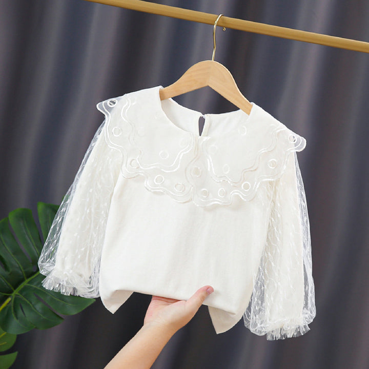 Mädchen elegante Bluse mit transparenten Tüllärmeln Drune