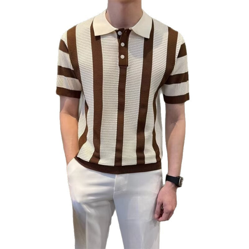 Herren Modisches Kurzärmliges Strickpoloshirt Drune