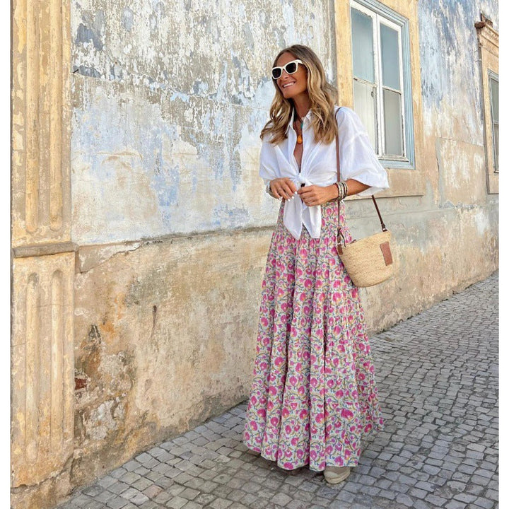 Damen Maxi-Rock mit floralem Muster Drune