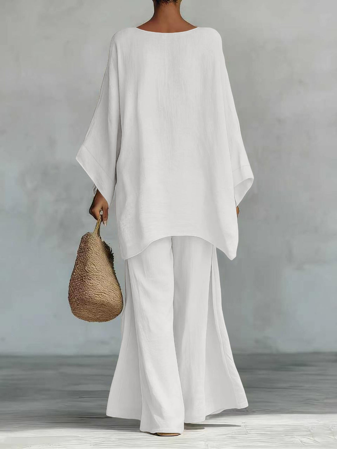 Damen Lässiges Oversize-Kaftanoberteil mit weiten Palazzohosen Drune