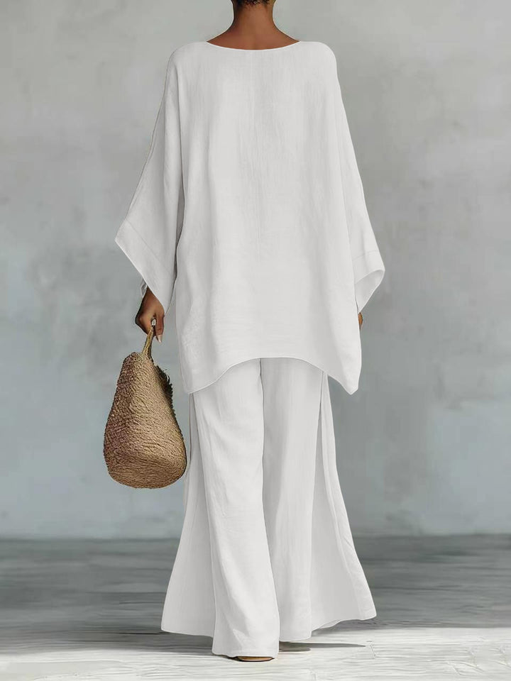 Damen Lässiges Oversize-Kaftanoberteil mit weiten Palazzohosen Drune