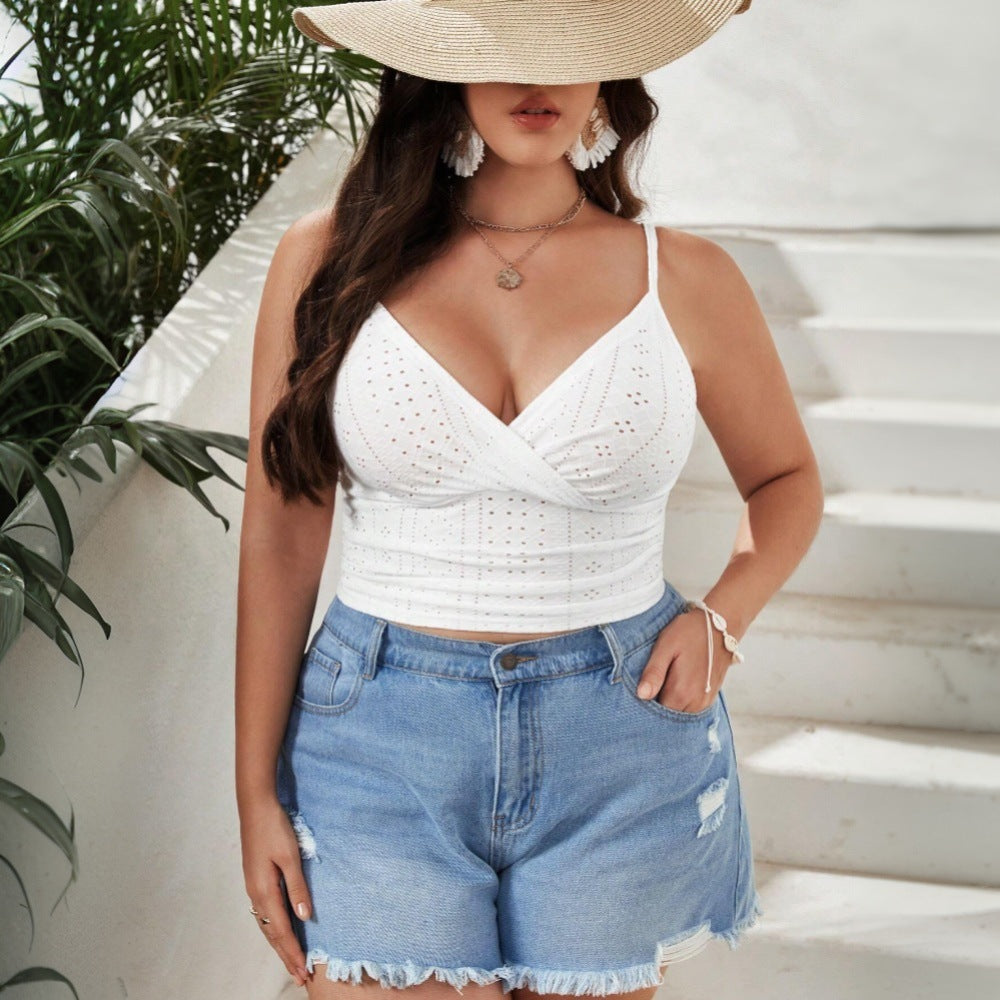Damen Gesticktes Crop-Top Drune