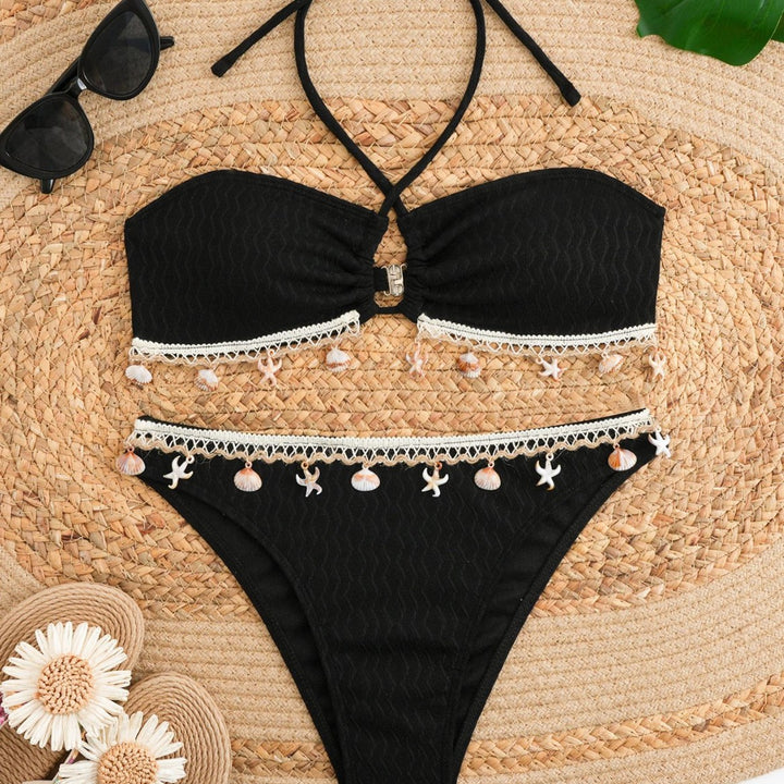 Damen Bikini-Set mit elegantem Bund und detailreichen Muscheldekoren Drune