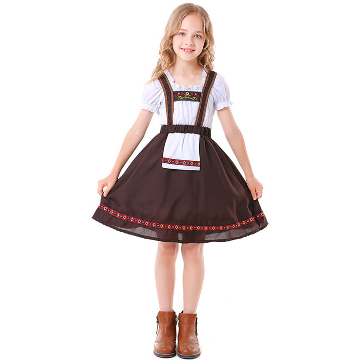 Damen nan traditionelles Mädchen-Dirndlkleid mit Schürze und dekorativen Stickereien Drune