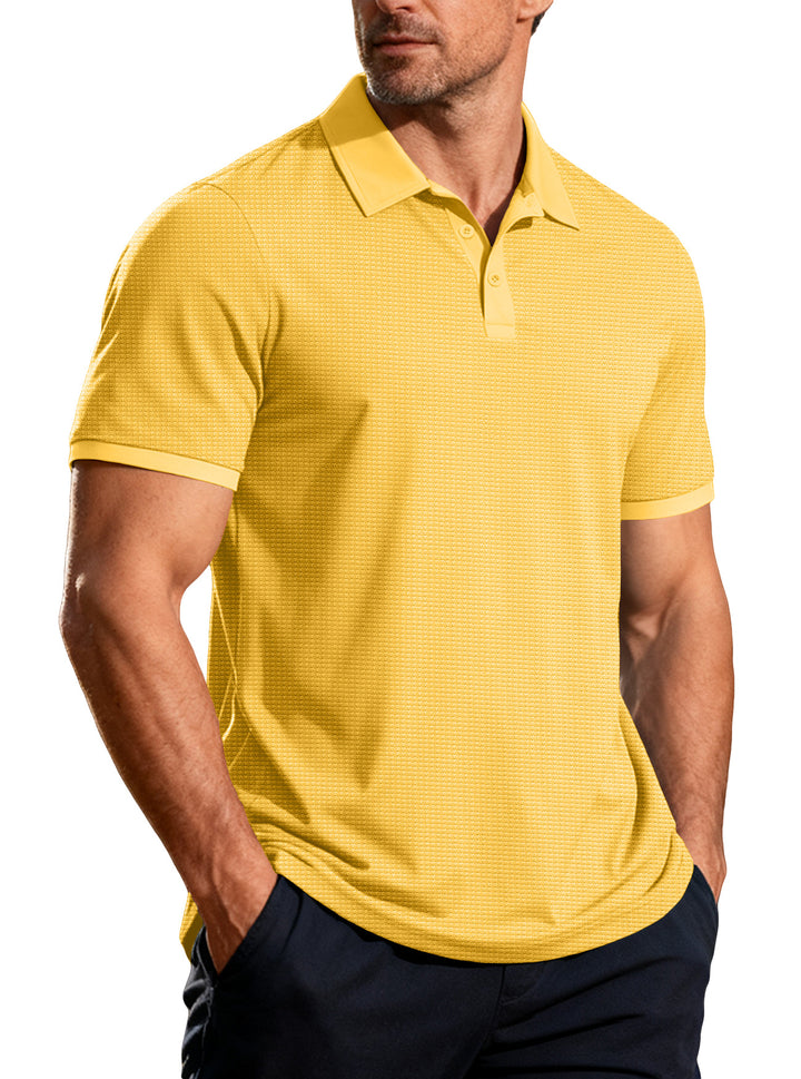 Herren nan strukturiertes Piqué-Kurzarm-Poloshirt mit Hemdkragen Drune