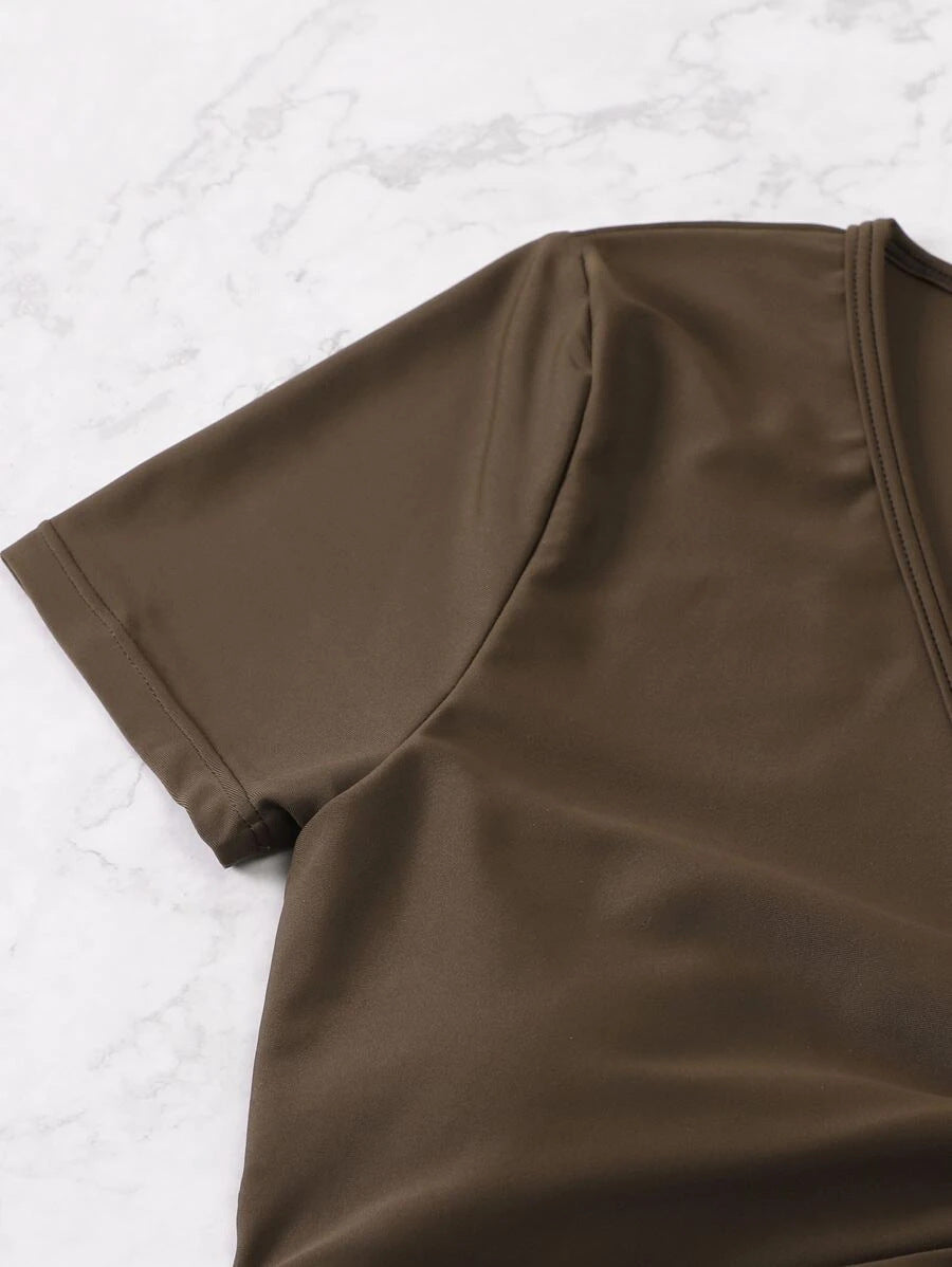 Damen Crop-Top Badeanzug-Set mit verstellbarem Design Drune