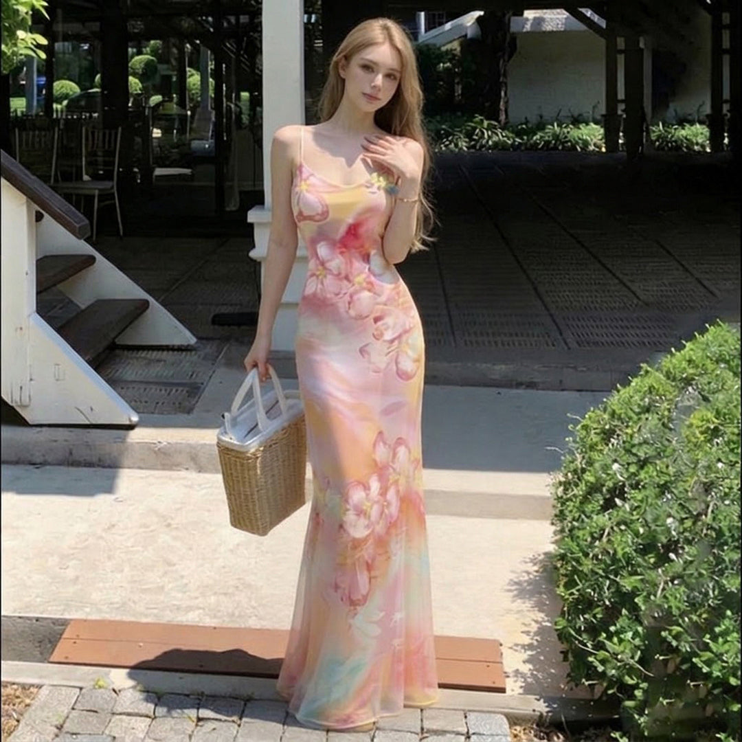 Damen Maxikleid mit floralen Akzenten und raffiniertem Schnitt Drune