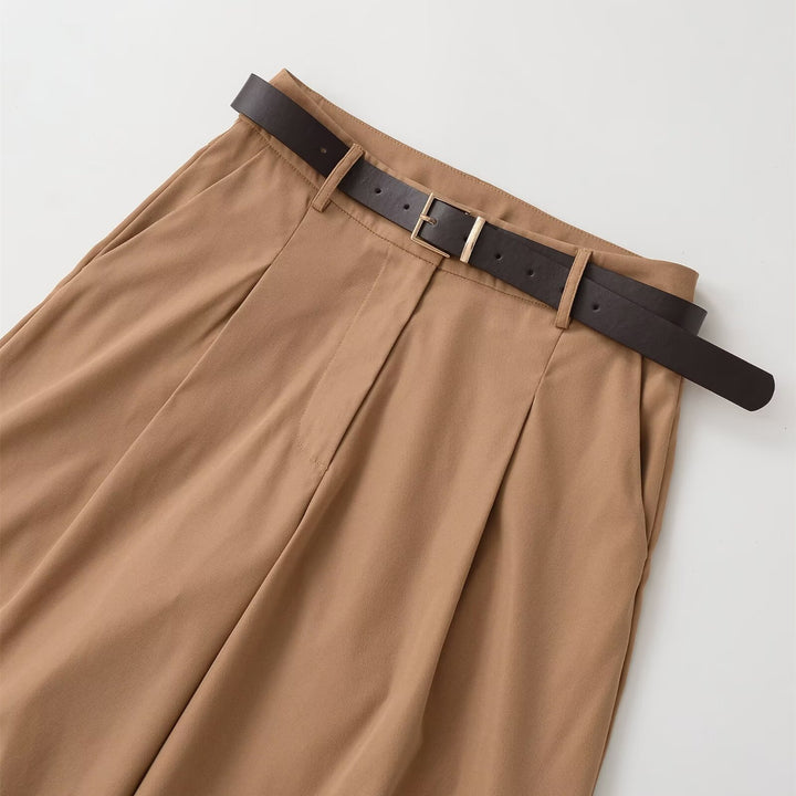 Damen weite Hochbundhose mit abnehmbarem Gürtel Drune