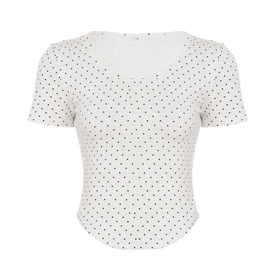 Damen T-Shirt mit modernem Punktedesign und figurbetontem Schnitt Drune