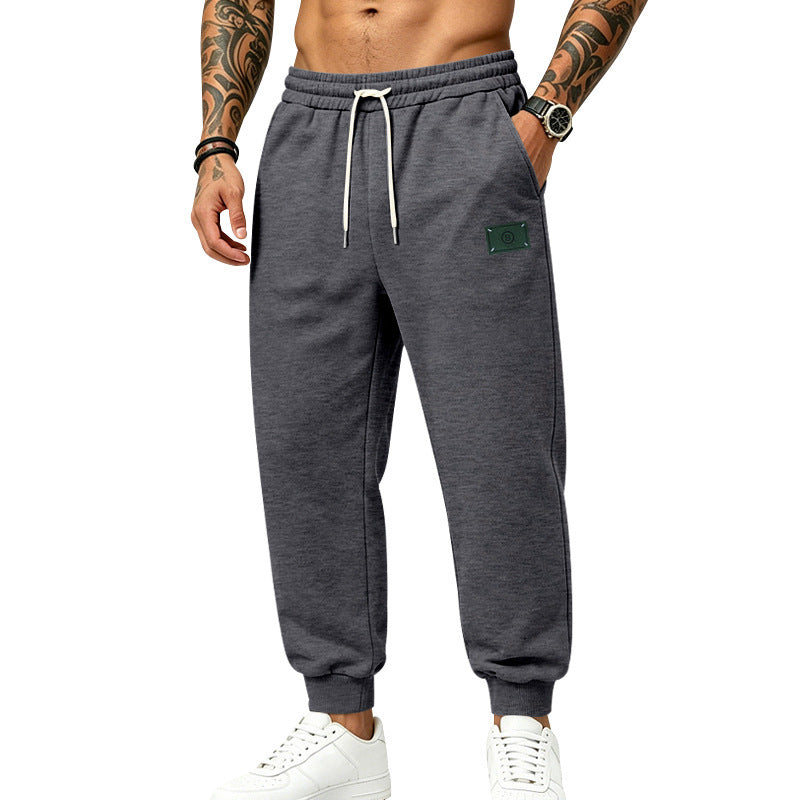 Herren lässig geschnittene Sweat-Jogginghose mit elastischem Bund, Kordelzug und Bündchen Drune