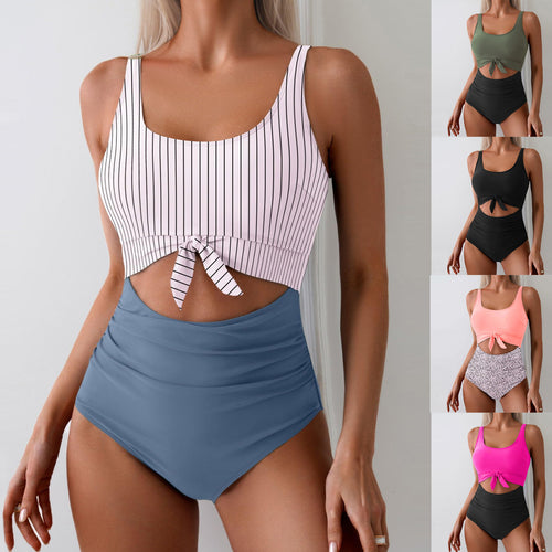 Damen Einteiliger Badeanzug mit trendigem Cut-Out-Design und verstellbarem Knoten Drune