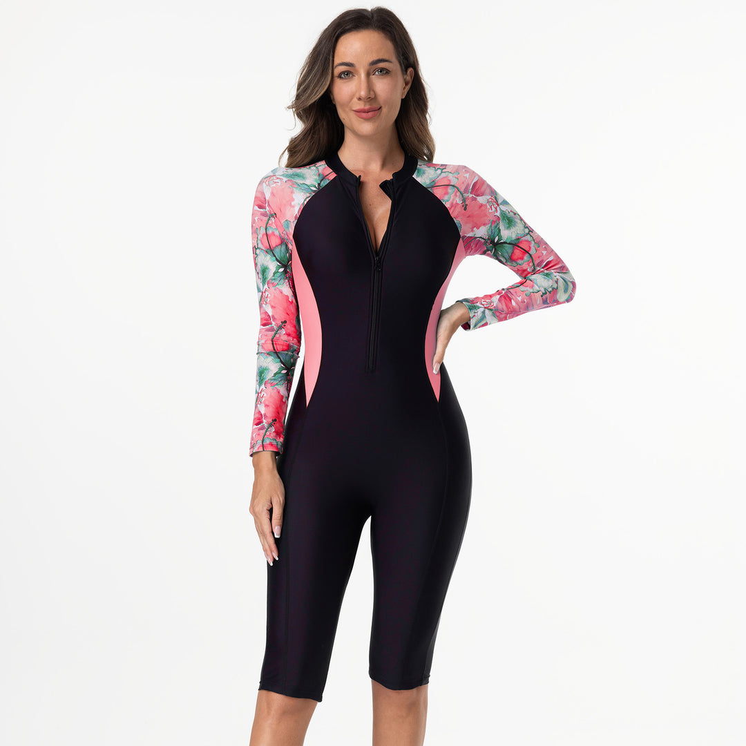 Damen Schwimmanzug mit langen Ärmeln und Reißverschluss Drune