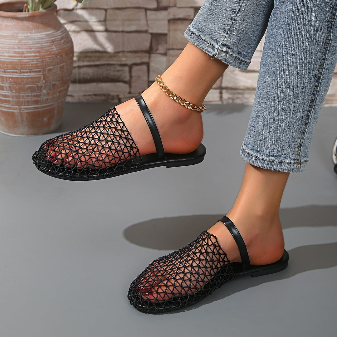 Damen  gewebte Netz-Mules mit Slip-On-Funktion, offener Ferse und flexiblem Leichtsohlen-Design Drune