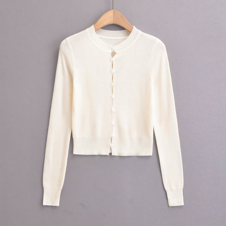 Damen Strickjacke mit modischem Rundhalsausschnitt und eleganter Knopfleiste Drune