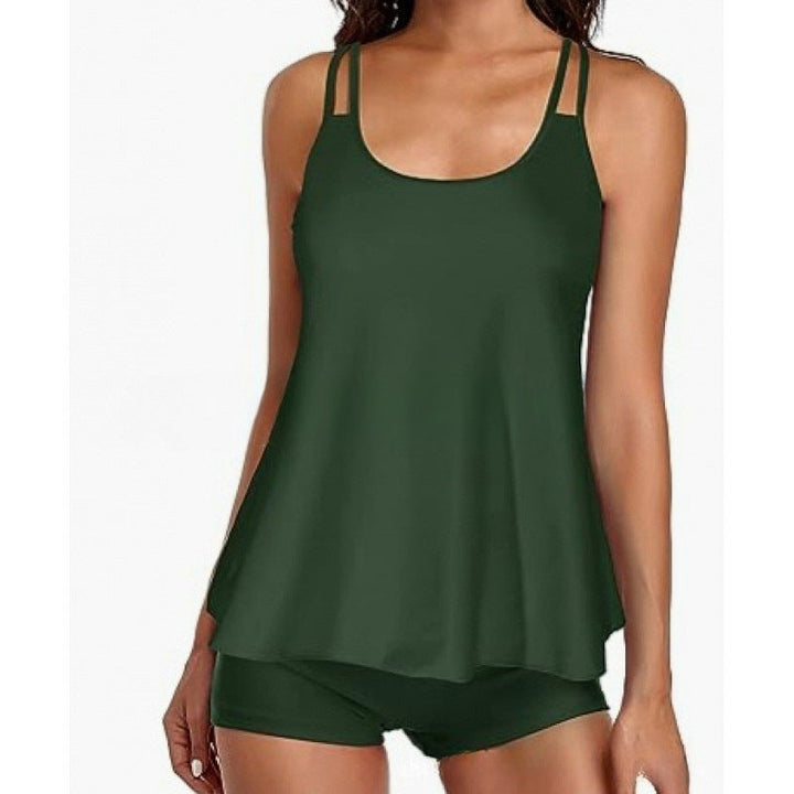 Damen Sportliches Tankini-Set mit bequemem Shorts und verstellbaren Trägern Drune