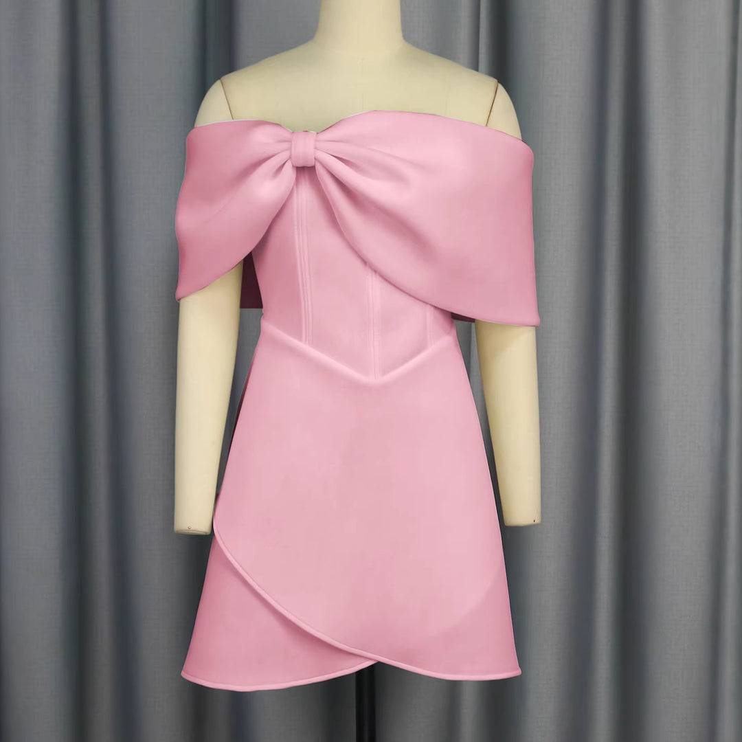 Damen Off-Shoulder Minikleid mit Schleifen-Detail Drune