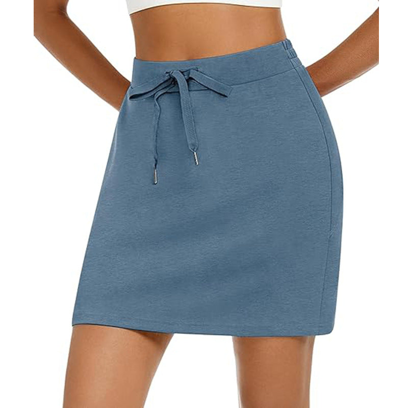 Damen Sportlicher Minirock mit Verstellbarem Kordelzug und Seitlichen Taschen Drune