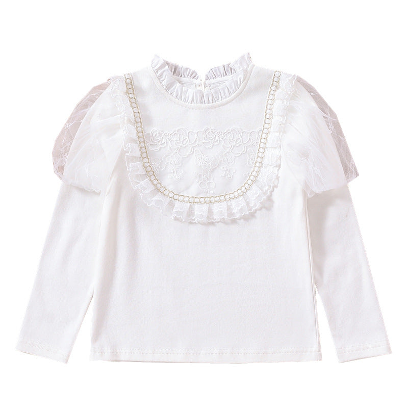Mädchen T-Shirt mit eleganten Tüllärmeln und Rüschendetails Drune