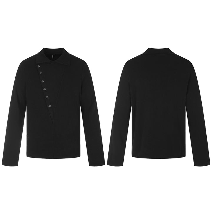 Herren Asymmetrische Hemdjacke mit Kentkragen und verdeckter Knopfleiste Drune